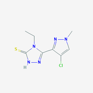 molecular formula C8H10ClN5S B455077 5-(4-chloro-1-methyl-1H-pyrazol-3-yl)-4-ethyl-4H-1,2,4-triazole-3-thiol 