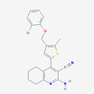 molecular formula C22H20BrN3OS B455078 2-Amino-4-{4-[(2-bromophenoxy)methyl]-5-methyl-2-thienyl}-5,6,7,8-tetrahydro-3-quinolinecarbonitrile 