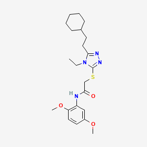 molecular formula C22H32N4O3S B4550813 2-{[5-(2-cyclohexylethyl)-4-ethyl-4H-1,2,4-triazol-3-yl]sulfanyl}-N-(2,5-dimethoxyphenyl)acetamide 