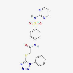 molecular formula C19H16N8O3S2 B4550834 2-(1-phenyltetrazol-5-yl)sulfanyl-N-[4-(pyrimidin-2-ylsulfamoyl)phenyl]acetamide 