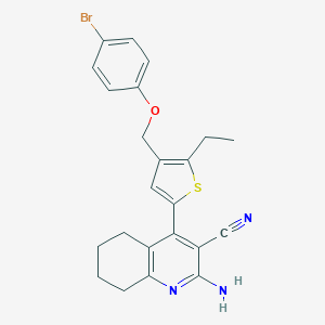 molecular formula C23H22BrN3OS B455084 2-Amino-4-{4-[(4-bromophenoxy)methyl]-5-ethylthiophen-2-yl}-5,6,7,8-tetrahydroquinoline-3-carbonitrile 