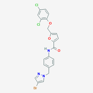 molecular formula C22H16BrCl2N3O3 B455088 N-{4-[(4-bromo-1H-pyrazol-1-yl)methyl]phenyl}-5-[(2,4-dichlorophenoxy)methyl]-2-furamide 