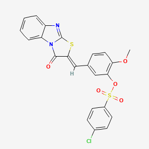 2-methoxy-5-[(3-oxo[1,3]thiazolo[3,2-a]benzimidazol-2(3H)-ylidene)methyl]phenyl 4-chlorobenzenesulfonate