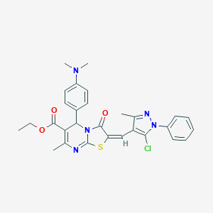 ethyl 2-[(5-chloro-3-methyl-1-phenyl-1H-pyrazol-4-yl)methylene]-5-[4-(dimethylamino)phenyl]-7-methyl-3-oxo-2,3-dihydro-5H-[1,3]thiazolo[3,2-a]pyrimidine-6-carboxylate