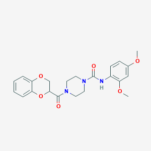 molecular formula C22H25N3O6 B4550907 4-(2,3-dihydro-1,4-benzodioxin-2-ylcarbonyl)-N-(2,4-dimethoxyphenyl)piperazine-1-carboxamide 