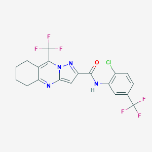 molecular formula C19H13ClF6N4O B455091 N-[2-chloro-5-(trifluoromethyl)phenyl]-9-(trifluoromethyl)-5,6,7,8-tetrahydropyrazolo[5,1-b]quinazoline-2-carboxamide 