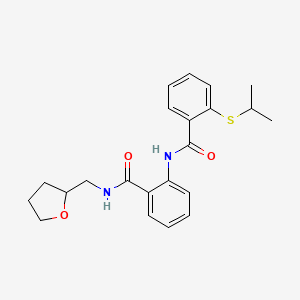 molecular formula C22H26N2O3S B4550934 2-(propan-2-ylsulfanyl)-N-{2-[(tetrahydrofuran-2-ylmethyl)carbamoyl]phenyl}benzamide 