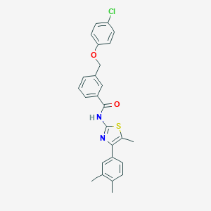 molecular formula C26H23ClN2O2S B455096 3-[(4-chlorophenoxy)methyl]-N-[4-(3,4-dimethylphenyl)-5-methyl-1,3-thiazol-2-yl]benzamide 