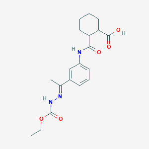 molecular formula C19H25N3O5 B4550981 2-[(3-{(1E)-1-[2-(ethoxycarbonyl)hydrazinylidene]ethyl}phenyl)carbamoyl]cyclohexanecarboxylic acid 