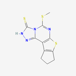 molecular formula C11H10N4S3 B4551008 7-Methylsulfanyl-10-thia-3,4,6,8-tetrazatetracyclo[7.6.0.02,6.011,15]pentadeca-1(9),2,7,11(15)-tetraene-5-thione 