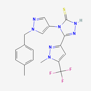 4-[1-(4-METHYLBENZYL)-1H-PYRAZOL-4-YL]-5-[1-METHYL-5-(TRIFLUOROMETHYL)-1H-PYRAZOL-3-YL]-4H-1,2,4-TRIAZOL-3-YLHYDROSULFIDE