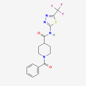 molecular formula C16H15F3N4O2S B4551030 1-benzoyl-N-[5-(trifluoromethyl)-1,3,4-thiadiazol-2-yl]-4-piperidinecarboxamide 