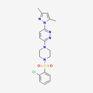 molecular formula C19H21ClN6O2S B4551051 3-(4-((2-chlorophenyl)sulfonyl)piperazin-1-yl)-6-(3,5-dimethyl-1H-pyrazol-1-yl)pyridazine 