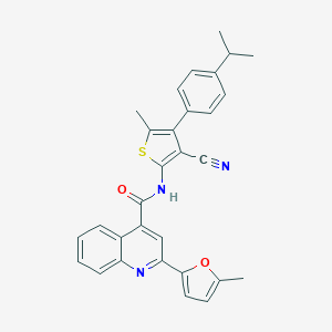molecular formula C30H25N3O2S B455106 N-[3-cyano-4-(4-isopropylphenyl)-5-methyl-2-thienyl]-2-(5-methyl-2-furyl)-4-quinolinecarboxamide 