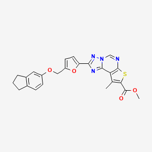 molecular formula C24H20N4O4S B4551061 methyl 2-{5-[(2,3-dihydro-1H-inden-5-yloxy)methyl]-2-furyl}-9-methylthieno[3,2-e][1,2,4]triazolo[1,5-c]pyrimidine-8-carboxylate 