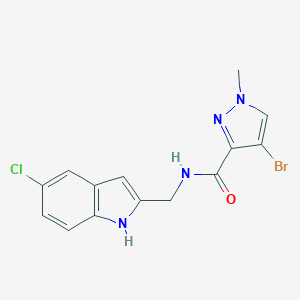 4-bromo-N-[(5-chloro-1H-indol-2-yl)methyl]-1-methyl-1H-pyrazole-3-carboxamide