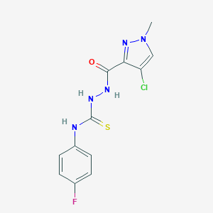 molecular formula C12H11ClFN5OS B455110 2-[(4-chloro-1-methyl-1H-pyrazol-3-yl)carbonyl]-N-(4-fluorophenyl)hydrazinecarbothioamide 