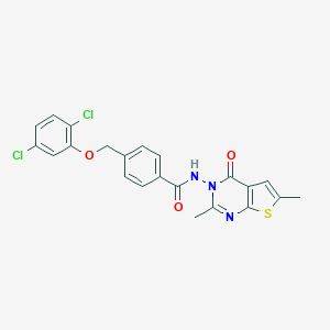 molecular formula C22H17Cl2N3O3S B455112 4-[(2,5-dichlorophenoxy)methyl]-N-(2,6-dimethyl-4-oxothieno[2,3-d]pyrimidin-3(4H)-yl)benzamide 