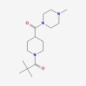 molecular formula C16H29N3O2 B4551162 2,2-dimethyl-1-[4-(4-methylpiperazine-1-carbonyl)piperidin-1-yl]propan-1-one 