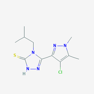 molecular formula C11H16ClN5S B455118 5-(4-chloro-1,5-dimethyl-1H-pyrazol-3-yl)-4-isobutyl-4H-1,2,4-triazole-3-thiol 