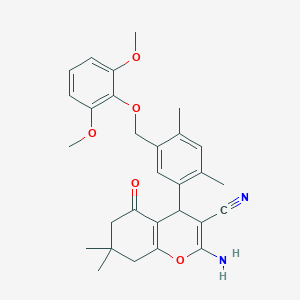 2-amino-4-{5-[(2,6-dimethoxyphenoxy)methyl]-2,4-dimethylphenyl}-7,7-dimethyl-5-oxo-5,6,7,8-tetrahydro-4H-chromene-3-carbonitrile