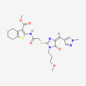 METHYL 2-{[2-({1-(3-METHOXYPROPYL)-4-[(E)-1-(1-METHYL-1H-PYRAZOL-4-YL)METHYLIDENE]-5-OXO-4,5-DIHYDRO-1H-IMIDAZOL-2-YL}SULFANYL)ACETYL]AMINO}-4,5,6,7-TETRAHYDRO-1-BENZOTHIOPHENE-3-CARBOXYLATE