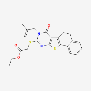 molecular formula C22H22N2O3S2 B4551260 ethyl 2-[[13-(2-methylprop-2-enyl)-12-oxo-17-thia-13,15-diazatetracyclo[8.7.0.02,7.011,16]heptadeca-1(10),2,4,6,11(16),14-hexaen-14-yl]sulfanyl]acetate 