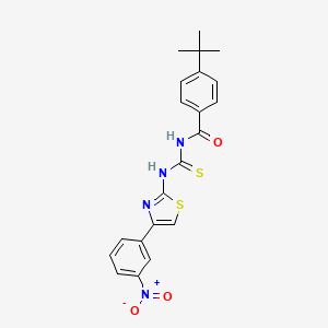 molecular formula C21H20N4O3S2 B4551271 4-tert-butyl-N-{[4-(3-nitrophenyl)-1,3-thiazol-2-yl]carbamothioyl}benzamide 