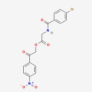 molecular formula C17H13BrN2O6 B4551279 2-(4-NITROPHENYL)-2-OXOETHYL 2-[(4-BROMOBENZOYL)AMINO]ACETATE 