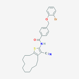 4-[(2-bromophenoxy)methyl]-N-(3-cyano-4,5,6,7,8,9,10,11,12,13-decahydrocyclododeca[b]thiophen-2-yl)benzamide