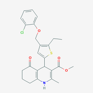 molecular formula C25H26ClNO4S B455136 Methyl 4-{4-[(2-chlorophenoxy)methyl]-5-ethyl-2-thienyl}-2-methyl-5-oxo-1,4,5,6,7,8-hexahydro-3-quinolinecarboxylate 