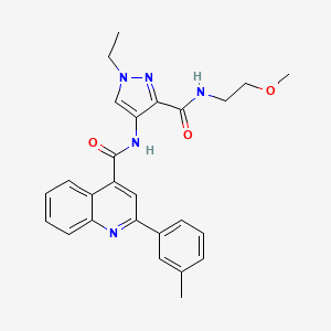 molecular formula C26H27N5O3 B4551363 N-(1-ethyl-3-{[(2-methoxyethyl)amino]carbonyl}-1H-pyrazol-4-yl)-2-(3-methylphenyl)-4-quinolinecarboxamide 