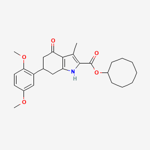 molecular formula C26H33NO5 B4551387 cyclooctyl 6-(2,5-dimethoxyphenyl)-3-methyl-4-oxo-4,5,6,7-tetrahydro-1H-indole-2-carboxylate 