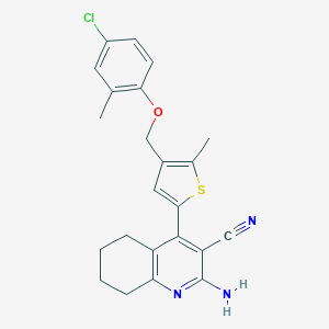 molecular formula C23H22ClN3OS B455139 2-Amino-4-{4-[(4-chloro-2-methylphenoxy)methyl]-5-methylthiophen-2-yl}-5,6,7,8-tetrahydroquinoline-3-carbonitrile 