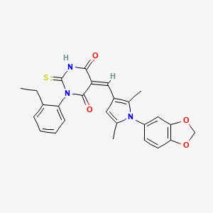 (5Z)-5-{[1-(1,3-benzodioxol-5-yl)-2,5-dimethyl-1H-pyrrol-3-yl]methylidene}-1-(2-ethylphenyl)-2-thioxodihydropyrimidine-4,6(1H,5H)-dione