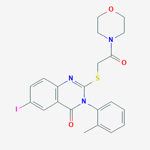 molecular formula C21H20IN3O3S B4551407 6-iodo-3-(2-methylphenyl)-2-{[2-(4-morpholinyl)-2-oxoethyl]thio}-4(3H)-quinazolinone 