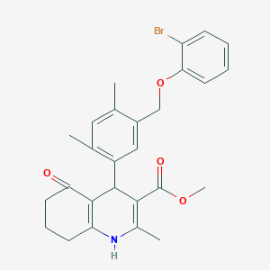 Methyl 4-{5-[(2-bromophenoxy)methyl]-2,4-dimethylphenyl}-2-methyl-5-oxo-1,4,5,6,7,8-hexahydro-3-quinolinecarboxylate