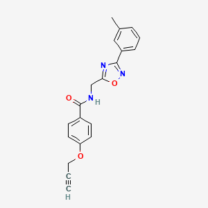 molecular formula C20H17N3O3 B4551418 N-{[3-(3-methylphenyl)-1,2,4-oxadiazol-5-yl]methyl}-4-(2-propyn-1-yloxy)benzamide 