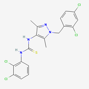 molecular formula C19H16Cl4N4S B4551419 N-[1-(2,4-dichlorobenzyl)-3,5-dimethyl-1H-pyrazol-4-yl]-N'-(2,3-dichlorophenyl)thiourea 