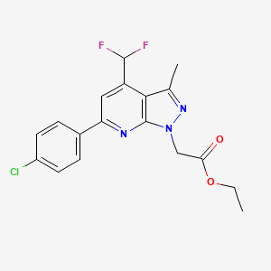 molecular formula C18H16ClF2N3O2 B4551428 ETHYL 2-[6-(4-CHLOROPHENYL)-4-(DIFLUOROMETHYL)-3-METHYL-1H-PYRAZOLO[3,4-B]PYRIDIN-1-YL]ACETATE 