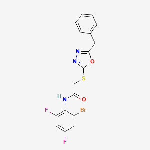 molecular formula C17H12BrF2N3O2S B4551459 2-[(5-benzyl-1,3,4-oxadiazol-2-yl)sulfanyl]-N-(2-bromo-4,6-difluorophenyl)acetamide 