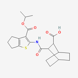 molecular formula C21H27NO5S B4551501 3-({3-[(propan-2-yloxy)carbonyl]-5,6-dihydro-4H-cyclopenta[b]thiophen-2-yl}carbamoyl)bicyclo[2.2.2]octane-2-carboxylic acid 