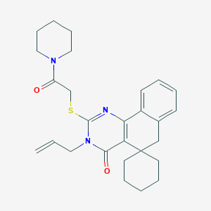 molecular formula C27H33N3O2S B4551530 3-allyl-2-{[2-oxo-2-(1-piperidinyl)ethyl]thio}-3H-spiro[benzo[h]quinazoline-5,1'-cyclohexan]-4(6H)-one 