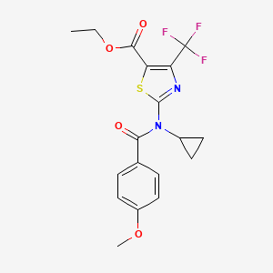 molecular formula C18H17F3N2O4S B4551531 ethyl 2-[cyclopropyl(4-methoxybenzoyl)amino]-4-(trifluoromethyl)-1,3-thiazole-5-carboxylate 