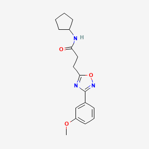 molecular formula C17H21N3O3 B4551540 N-cyclopentyl-3-[3-(3-methoxyphenyl)-1,2,4-oxadiazol-5-yl]propanamide 