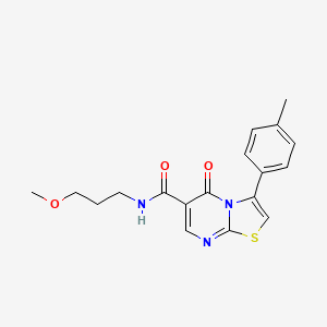 molecular formula C18H19N3O3S B4551555 N-(3-methoxypropyl)-3-(4-methylphenyl)-5-oxo-5H-[1,3]thiazolo[3,2-a]pyrimidine-6-carboxamide 