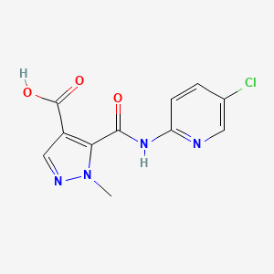 molecular formula C11H9ClN4O3 B4551562 5-{[(5-CHLORO-2-PYRIDYL)AMINO]CARBONYL}-1-METHYL-1H-PYRAZOLE-4-CARBOXYLIC ACID 