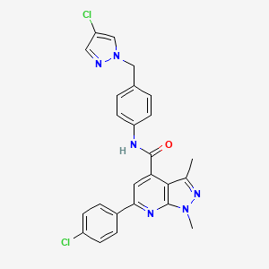 6-(4-chlorophenyl)-N-{4-[(4-chloro-1H-pyrazol-1-yl)methyl]phenyl}-1,3-dimethyl-1H-pyrazolo[3,4-b]pyridine-4-carboxamide