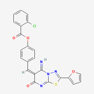 molecular formula C23H13ClN4O4S B4551616 [4-[(E)-[2-(furan-2-yl)-5-imino-7-oxo-[1,3,4]thiadiazolo[3,2-a]pyrimidin-6-ylidene]methyl]phenyl] 2-chlorobenzoate 