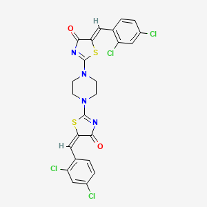 (5Z)-5-[(2,4-dichlorophenyl)methylidene]-2-[4-[(5E)-5-[(2,4-dichlorophenyl)methylidene]-4-oxo-1,3-thiazol-2-yl]piperazin-1-yl]-1,3-thiazol-4-one